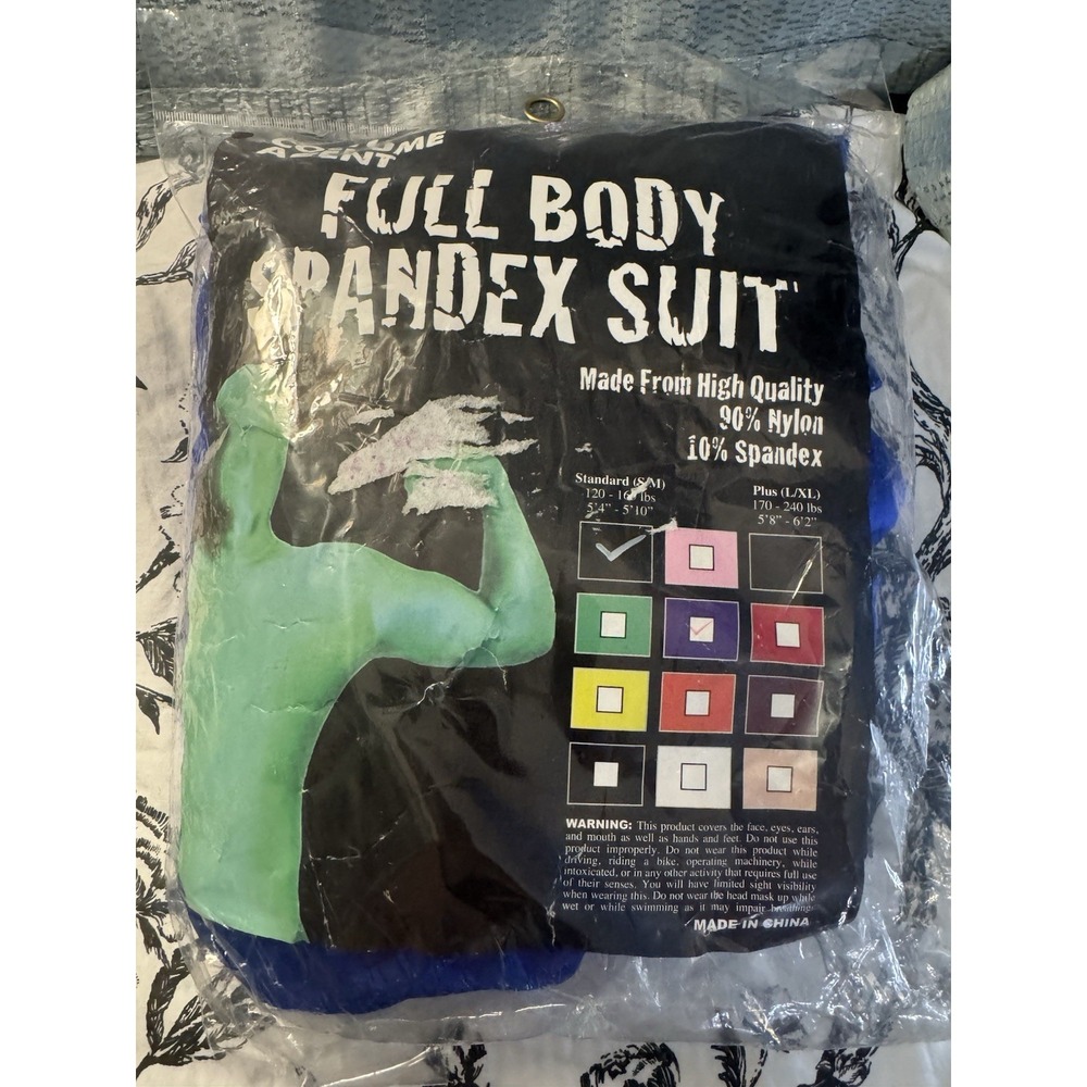 Costume Agent Full Body Spandex Blue Suit Standard S/M 120-165 lbs 5'4" - 5'10"